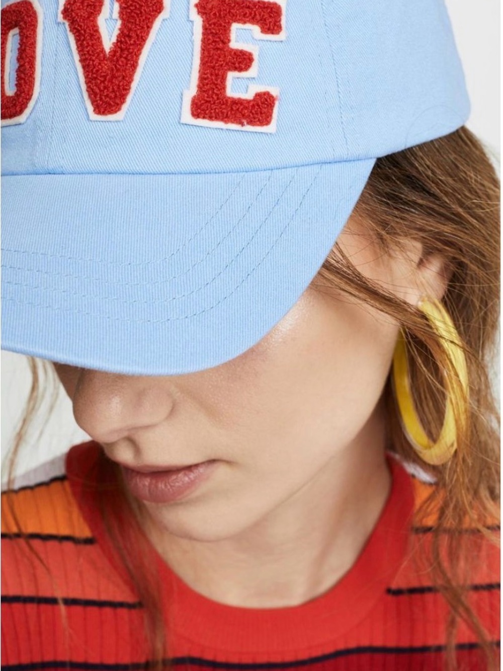 Tory Burch Sport LOVE Cap Baller Hat • in Blue with red chenille letters - Picture 7 of 13